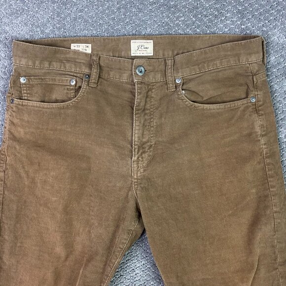 J. CREW 770 Corduroy Pants Men's 33 x 34 Measures 36 x 33 Brown Straight Fit - Picture 2 of 13